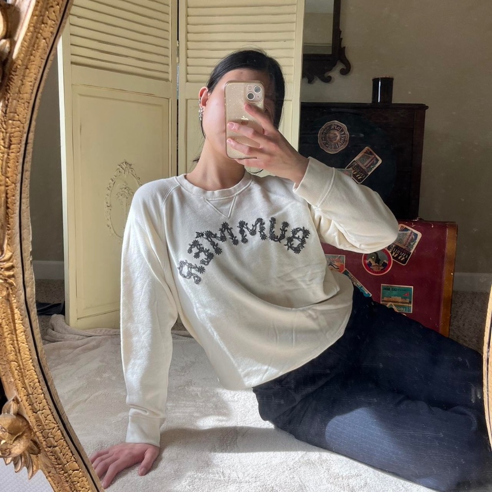 MOTHER “Bummer” white crewneck sweatshirt